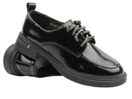 Mokasyny damskie - Skórzane półbuty damskie - Vinceza 62186, czarne lakierowane - miniaturka - grafika 1