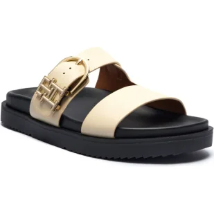 Tommy Hilfiger Skórzane klapki - Klapki i japonki damskie - miniaturka - grafika 1