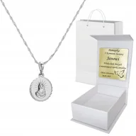 Biżuteria dla dzieci - Medalik Łańcuszek srebrny Chrzest Komunia Grawer - miniaturka - grafika 1