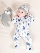 Pajacyki dla niemowląt - Chłopięcy pajac bawełniany miś w aucie Nicol,r.86 - miniaturka - grafika 1