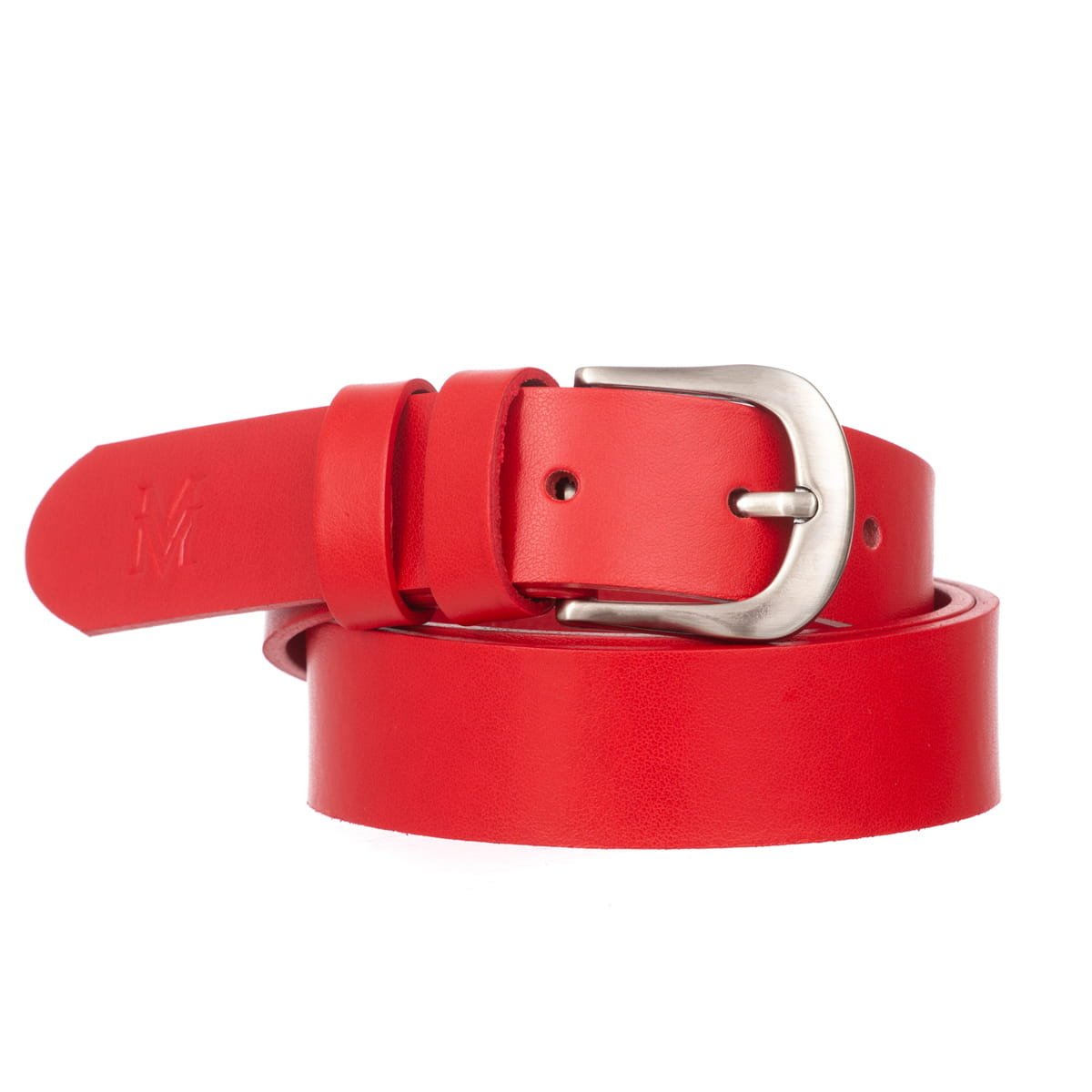 Klasyczny Pasek Damski VerMari Skórzany Czerwony 3 cm