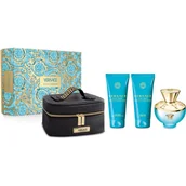 Zestawy perfum damskich - Versace Pour Femme Dylan Turquoise Zestaw maszynka do golenia Mach3 Charcoal 1 ks + żel do golenia Series Shave Gel Cleansing With Charcoal 200 ml - miniaturka - grafika 1