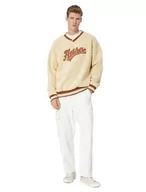Bluzy męskie - Koton Męska bluza oversize z dekoltem w serek, beżowy (050), S - miniaturka - grafika 1