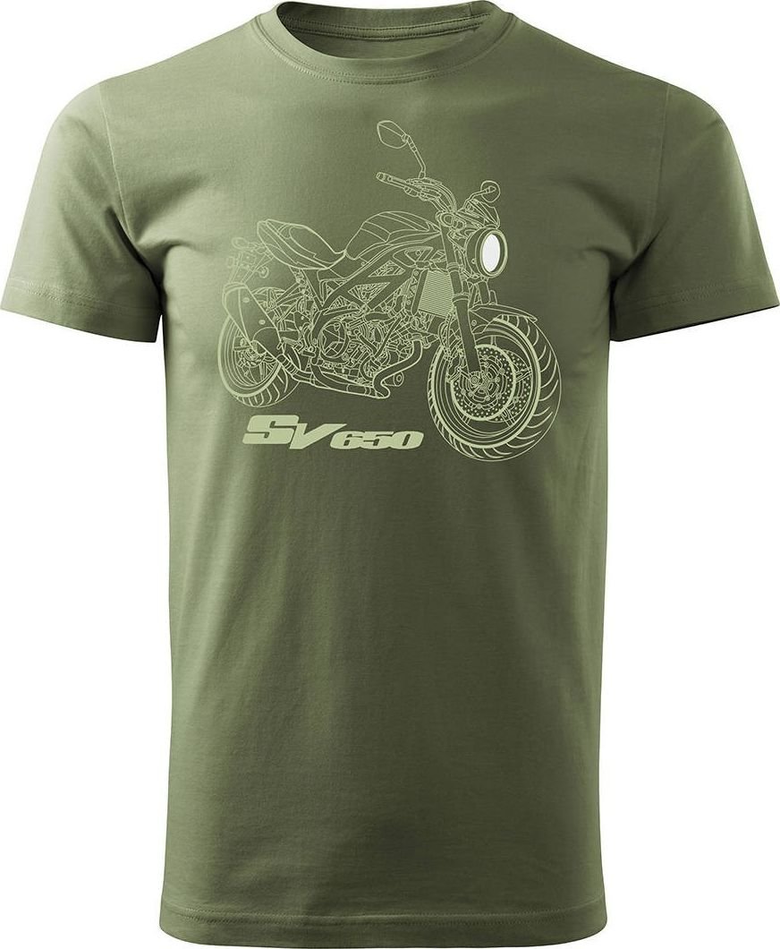 Topslang Koszulka motocyklowa z motocyklem na motor SUZUKI SV 650 męska khaki REGULAR L