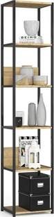 Fabryka Mebli Akord Regał industrialny metalowy 40 cm - czarny-dąb artisan - 6 półek - Regały - miniaturka - grafika 1
