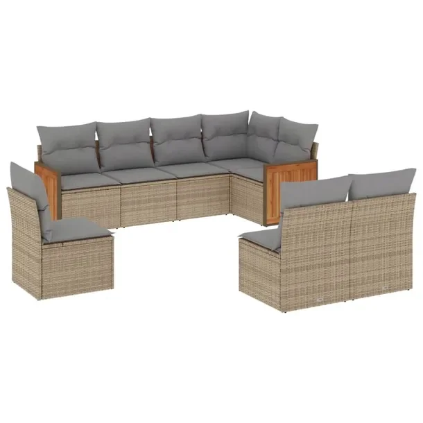 Zestaw mebli ogrodowych modułowych beżowy rattan PE 55x62x69 cm