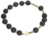 Bransolety męskie - CZARNA BRANSOLETKA MĘSKA lawa wulkaniczna różaniec - miniaturka - grafika 1