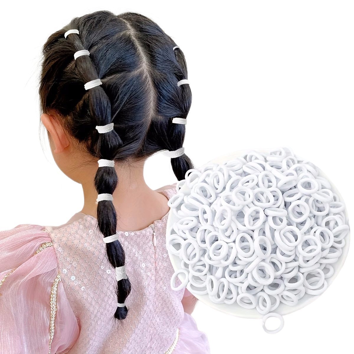 Gumki do Włosów Super Kolory i Wzory Mini białe x50szt.