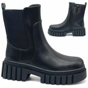 Botki damskie - Botki Damskie 37 Skórzane Wysokie Eleganckie Czarne z Zamkiem Barski - S.Barski - miniaturka - grafika 1