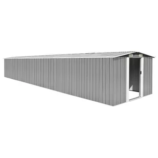 vidaXL Szopa ogrodowa, szara, 257x779x181 cm, stal galwanizowana! 47033 - Altany ogrodowe - miniaturka - grafika 1