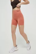 Spodenki damskie - Hummel szorty treningowe Tif kolor pomarańczowy gładkie high waist - miniaturka - grafika 1