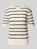Swetry damskie - Sweter szydełkowy o kroju regular fit z mieszanki bawełny - miniaturka - grafika 1