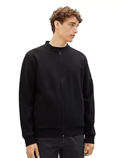 Męska kurtka typu bomber z dresu TOM TAILOR, 29999-Czarny, XS - Kurtki męskie - miniaturka - grafika 1