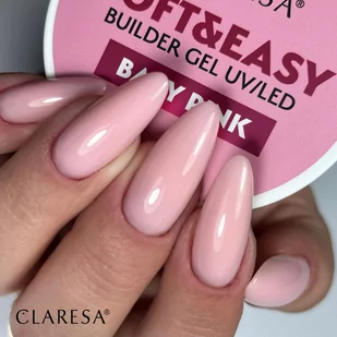 Claresa - Żel budujący SOFT&EASY builder gel baby pink 90g - Żele do paznokci - miniaturka - grafika 3