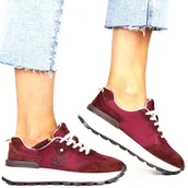 Półbuty damskie - DAMSKIE SNEAKERSY SKÓRZANE VINCEZA 41491 BORDOWE - miniaturka - grafika 1