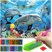 Malowanie po numerach - Haft Diamentowy ARTULIO, Obraz DIY 5D, Diamond Painting, Mozaika diamentowa 30x40cm (Podwodne życie w oceanie) + zestaw akcesoriów - miniaturka - grafika 1