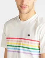 Koszulki męskie - LEE PRIDE STRIPE TEE MĘSKI T-SHIRT LOGO KOSZULKA Z KRÓTKIM RĘKAWEM WHITE CANVAS L62UFERR 112114860 - Lee - miniaturka - grafika 1