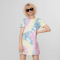 Koszulki sportowe damskie - Damska sukienka shirtowa tie-dye mini VANS SPIRALING TEE DRE Orchid - różowa - miniaturka - grafika 1