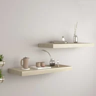 Półki do salonu - vidaXL vidaXL Półki ścienne, 2 szt., kolor dębowy, 60x23,5x3,8 cm, MDF - miniaturka - grafika 1