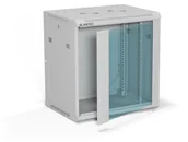 Szafy rack - Szafa wisząca 19" 12U 600x450, drzwi szklane jednoskrzydłowe, tył osłona pełna demontowalna, osłony boczne pełne demontowalne zamykane na klucz, 4 belki, kolor szary, do samodzielnego montażu - Flat Pack, ALANTEC - miniaturka - grafika 1