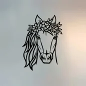 Inne - Jednostka, Sztuka Metalowa Z Końmi I Kwiatami Na Ścianę, Znak Metalowy Z Końmi I Kwiatami Na Ścianę, Piękna Ozdoba Ściany Z Końmi I Kwiatami W Stylu - miniaturka - grafika 1