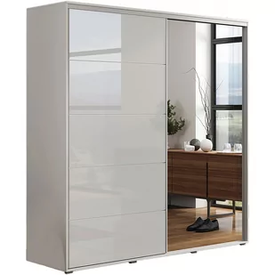 Szafa Przesuwna 175 z Lustrem A11 Skąpski Meble Sonoma, Biały Mat, 245 Cm, Czarny - Szafy - miniaturka - grafika 1