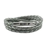 Naszyjniki męskie - König Design skórzany naszyjnik skórzany pasek skórzana bransoletka 6 mm męski naszyjnik 17 cm - 100 cm pleciony, długość: 50 centymetrów, kolor: szary metalik - miniaturka - grafika 1
