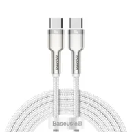 Ładowarki do telefonów - Baseus przewód ładujący/do transmisji danych Cafule Series USB C M na USB C M z metalowymi zakończeniami 100W 2 m CATJK D02 biały - miniaturka - grafika 1