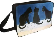 Torby szkolne - Torba na ramię Czarne koty na śniegu Louis Wain - miniaturka - grafika 1