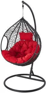 Saska Garden Saska Garden Huśtawka fotel bujany Cocoon rozm L czerwony/czarny 1014883 - Pozostałe meble ogrodowe - miniaturka - grafika 2