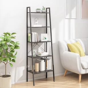 vidaXL Regał drabina z 5 półkami, czarny, 56x35x174 cm - Regały - miniaturka - grafika 1