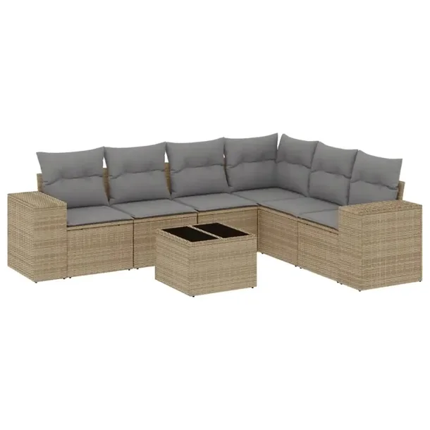 Zestaw mebli ogrodowych z rattanu PE, beżowy, wymiary: 62x62x69 cm, 55x62x