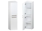 Szafki łazienkowe - Słupek Łazienkowy ATH 35 cm 2D Lewy - Biały Mat - Uchwyty Stal Szczotkowana - miniaturka - grafika 1