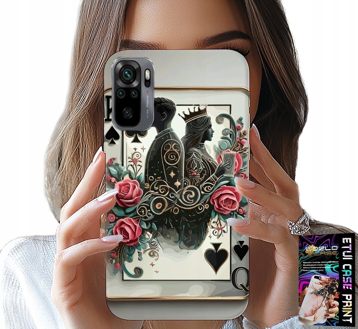 ETUI DO XIAOMI NOTE 10 / 10S - KARTA KRÓL KRÓLOWA POKER KARTY + SZKŁO