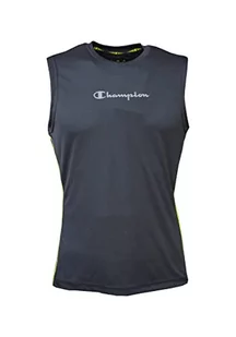 Champion Męski sportowy C-tech szybkoschnący Poly Mesh boczne rurki S/L tank top, czarny, M - Koszulki sportowe męskie - miniaturka - grafika 1