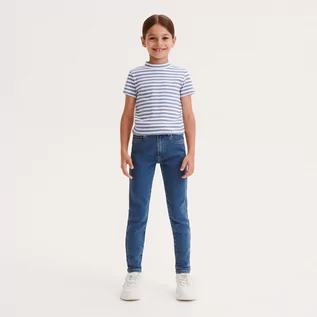 Spodnie i spodenki dla dziewczynek - Reserved - Jeansy skinny super soft - Niebieski - grafika 1