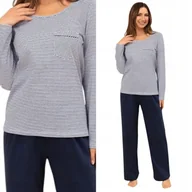 Piżamy damskie - Piżama damska bawełniana Regina 715 XL / 42 Granatowy - miniaturka - grafika 1