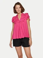 Bluzki damskie - Vila Bluzka Visia 14097358 Różowy Regular Fit - miniaturka - grafika 1