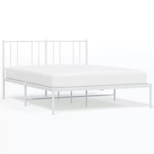 Metalowa rama łóżka z wezgłowiem, biała, 160x200 cm Lumarko! - Łóżka - miniaturka - grafika 3