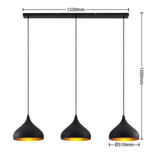 Lindby Elamira lampa wisząca, 3-punktowa czarna - Lampy sufitowe - miniaturka - grafika 2
