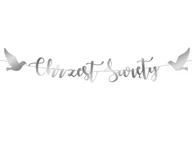 Dekoracje sali - Baner z napisem Chrzest Święty srebrny - 130 cm - 1 szt. - miniaturka - grafika 1