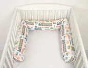 Ochraniacze do łóżeczka - Ochraniacz Wałek Do Łóżeczka Niemowlęcego - Pociąg Turkusowy - miniaturka - grafika 1