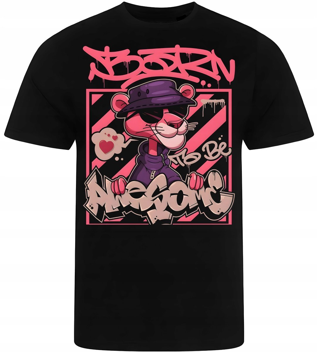 KOSZULKA MĘSKA NADRUK RÓŻOWA PANTERA PREZENT PREMIUM S