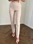 Spodnie damskie - Spodnie beżowe eleganckie dopasowane z dłuższą nogawką polska produkcja Trendsetter2 - PERFE - miniaturka - grafika 1