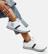 Buty sportowe damskie - Sportowe buty damskie białe Cross Jeans JJ2R4021C 28483 rozmiar 39 - miniaturka - grafika 1