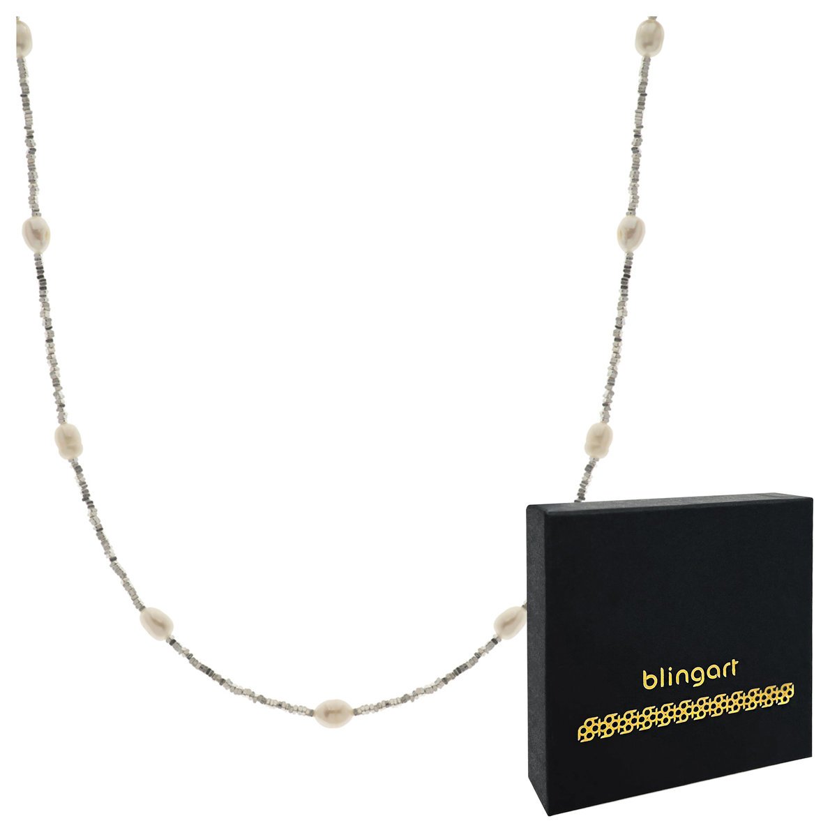 Naszyjnik srebrny damski PERŁY kosteczki regulowan