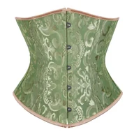 Odzież ciążowa - Damski Gorset Wiązany Gotycki Ozdobny Satynowy Renesansowy Zielony M - miniaturka - grafika 1