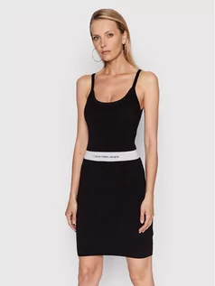 Sukienki - Calvin Klein Jeans Sukienka codzienna J20J218856 Czarny Slim Fit - grafika 1