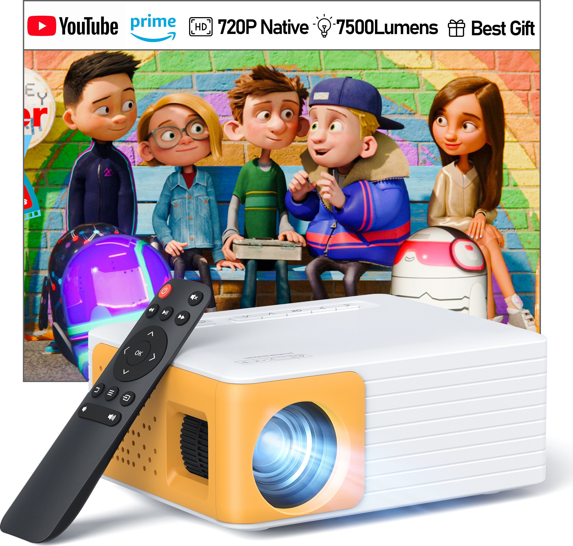 Yoton Y3 Mini Projektor 5500Lumen Full HD 1080P, Natywny 720P Multimedialny Projektor Kina Domowego, Kompatybilny z Laptopem/PC/Smartfonem