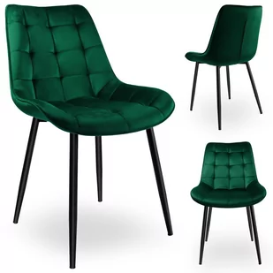 ELEGANCKIE KRZESŁO DO KUCHNI SALONU JADALNI PIKOWANE VELVET ZIELONE 120KG - Krzesła - miniaturka - grafika 1